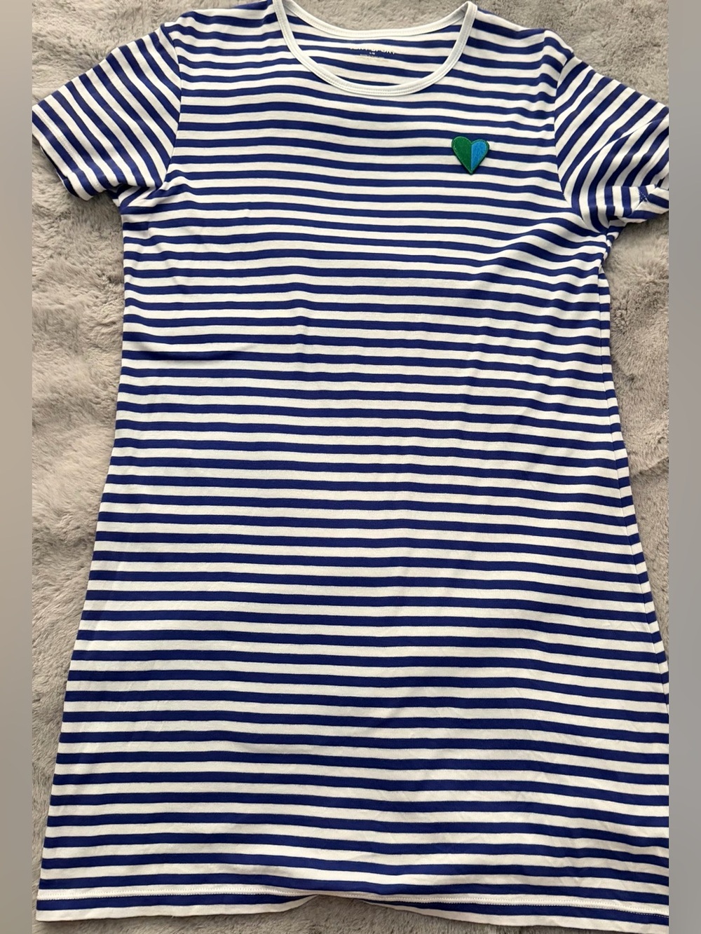 Tory Sport Tory Burch Striped T-Shirt Dress L Blue White Heart patch Fisherman